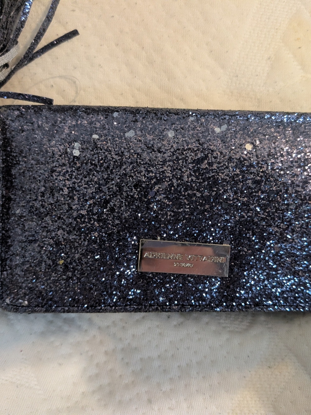 Adrienne Vittadini Charging Navy Blue Glitter Wallet RFD Protection New W Tags